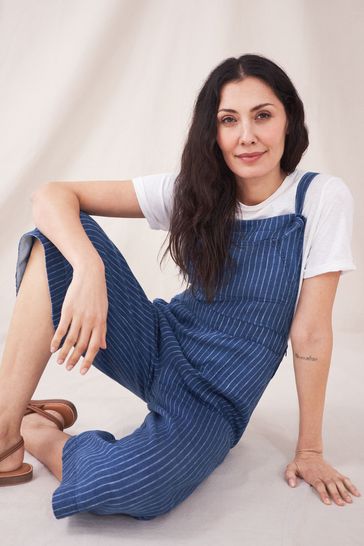 Striped sales linen dungarees