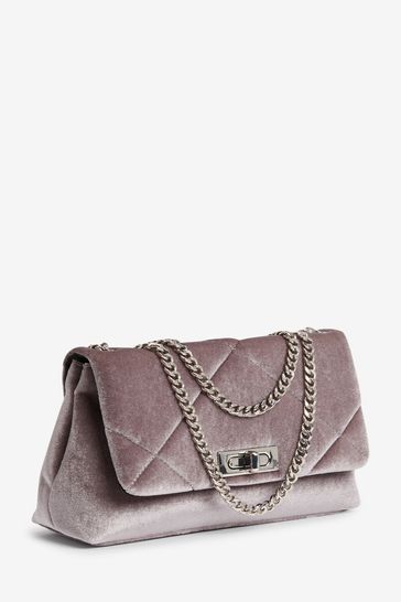 Buy Grey Velvet Chain Cross Body Bag from Next Luxembourg