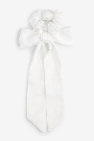 White Long Bow Scrunchie