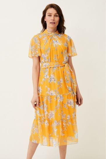 Phase Eight Yellow Emmalyn Tiered Georgette Dress