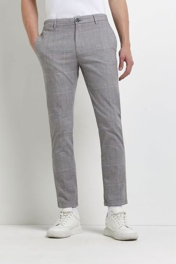 River Island Grey Easy Check Trousers
