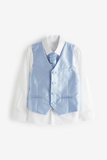 Blue Waistcoat, Shirt & Cravat Occasion Set (12mths-16yrs)