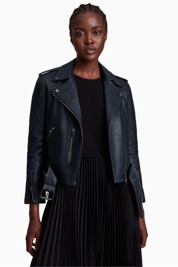 Midnight blue cheap leather jacket