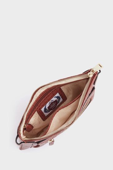 OSPREY LONDON Leather Ruby Croc Cross Body Bag