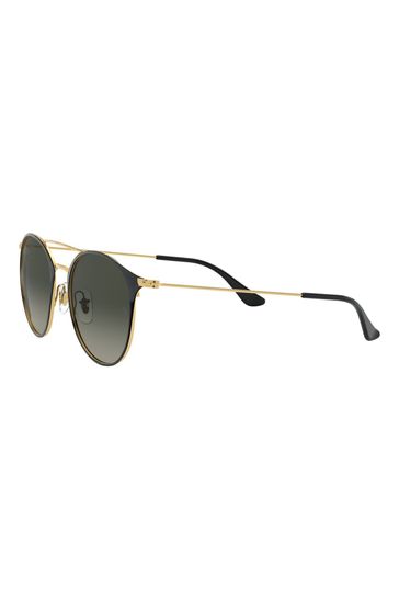 Buy Ray Ban Round Double Bridge Black Sunglasses from Next Luxembourg