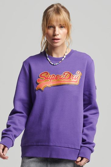 Superdry Purple Vintage Logo Seasonal Crew Sweatshirt