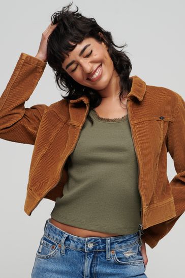 Superdry Brown Vintage Cropped Cord Jacket