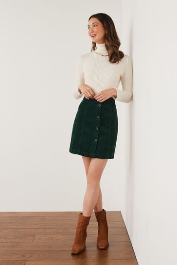 Buy Forest Green Button Down Cord Mini Skirt from Next Luxembourg
