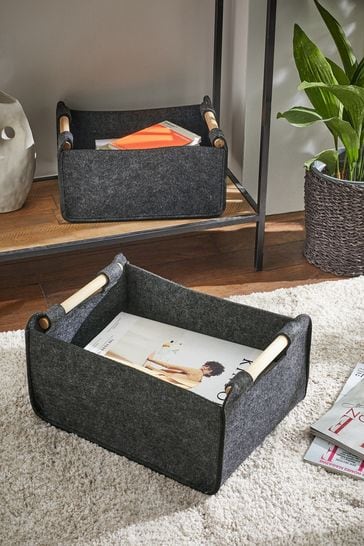 Buy Set of 2 Grey Felt Storage Baskets from Next Luxembourg