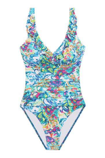 Buy Lauren Ralph Lauren Blue Paisley Print Ruffle Front Swimsuit from Next Poland