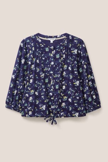 Buy White Stuff Blue Bennie Tie Hem Blouse from Next Luxembourg