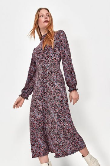 Black floral ditsy dress online