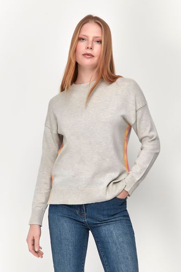 M&Co Grey Knitted Side Stripe Jumper