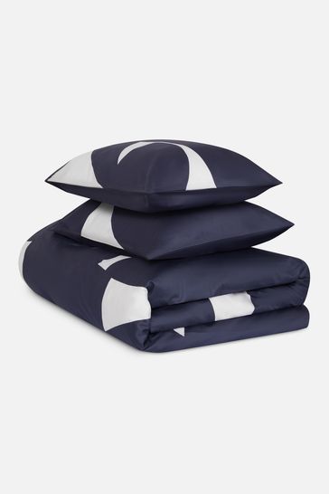 Jasper Conran London Mid Blue 300 Thread Count Graphic Print Duvet Cover and Pillowcase Set