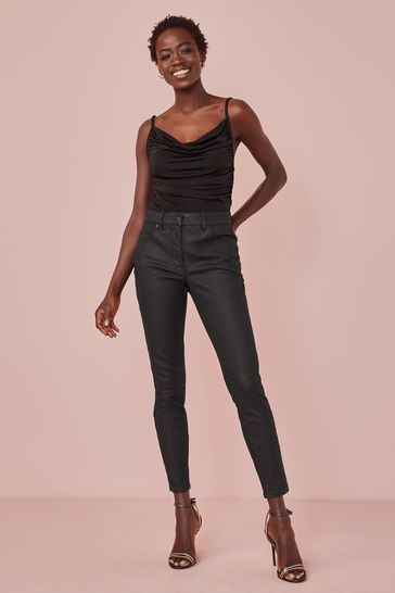 Black Lift, Slim And Shape Coated Denim Skinny Jeans