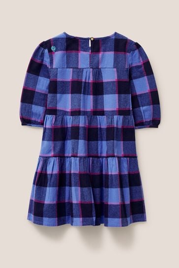 Blue white checkered dress sales
