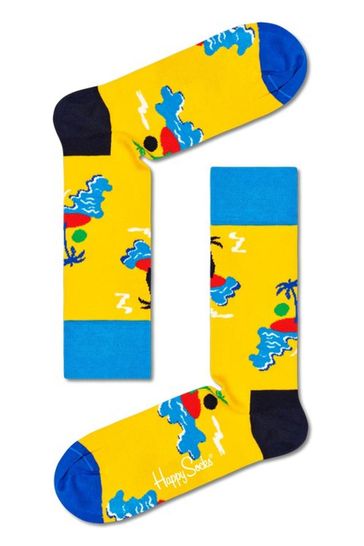 Happy Socks Yellow Island In The Sun Socks