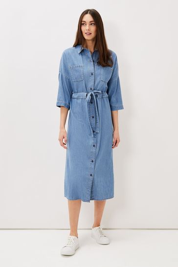 Buy Phase Eight Blue Louella Tie Shirt Dress from Next Ireland