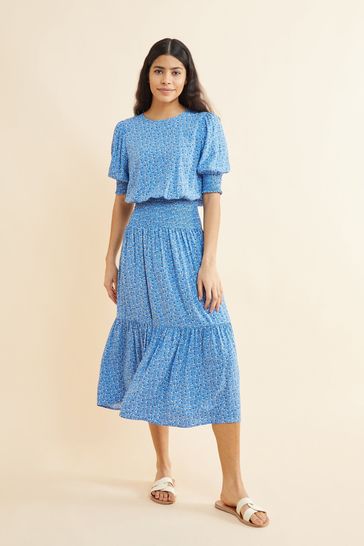 Albaray Blue Sweet Daisy Shirred Waist Dress