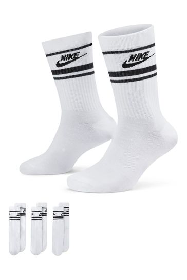 Nike White Sportswear Everyday Essential White Crew Socks (3 Pack)