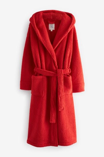 Red fluffy dressing gown top