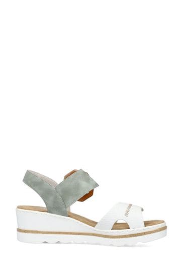 Rieker White/Grey Hook And Loop Sandals