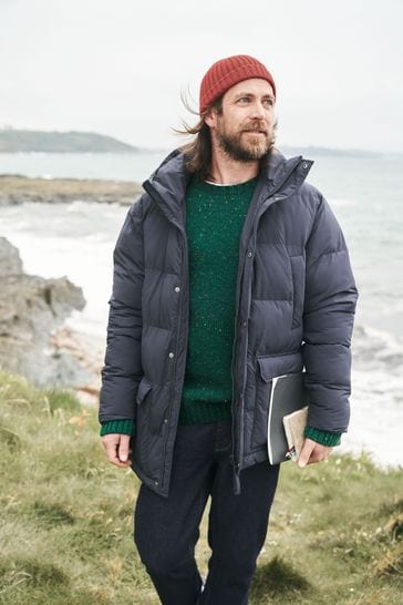 Seasalt Cornwall Blue Mens Gatekeeper Waterproof Puffer Coat