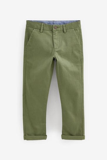 Khaki Green Regular Fit Stretch Chino Trousers (3-17yrs)