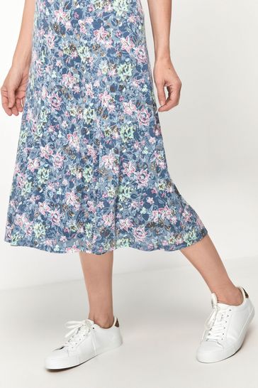 Spirit Blue Floral Midi Skirt
