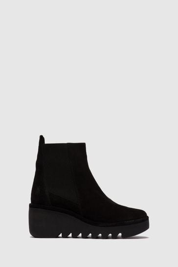 Fly London Bagu Black Wedge Boots