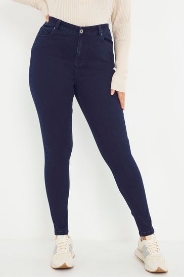 Simply Be Blue Lucy High Waisted Short Leg Super Stretch Skinny Jeans