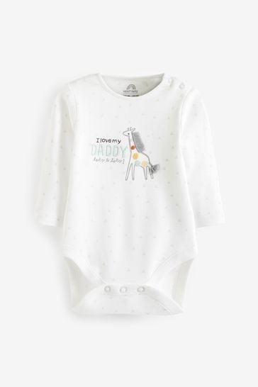 Daddy Giraffe Long Sleeve Baby Bodysuit