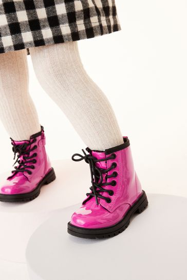 Buy Pink Standard Fit F Next Warm Lined Lace Up Boots from Next