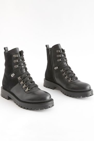 Buy Black Forever Comfort Leather Heritage Style Lace Up Boots