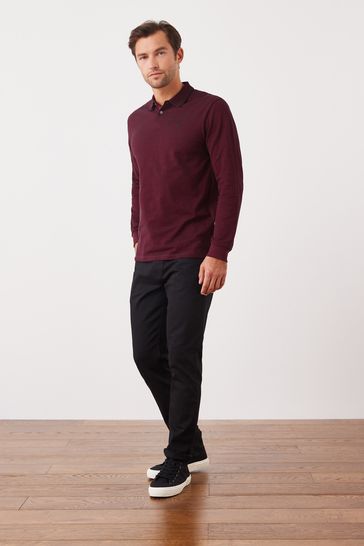 Maroon long sleeve polo top