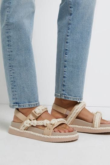 River Island Cream Light Rope Chunky Sandals