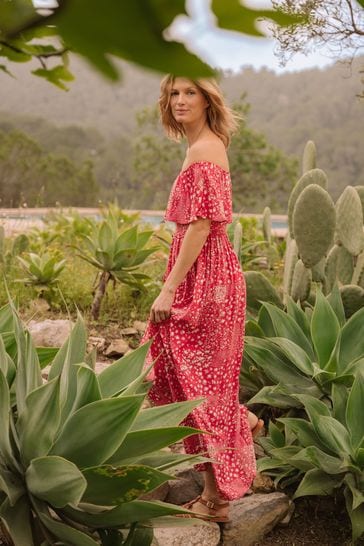 Monsoon red shop bardot dress