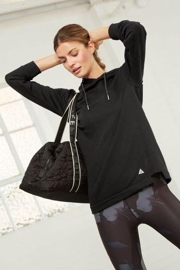 Buy Black Next Active Sports Longline Hoodie from Next Luxembourg