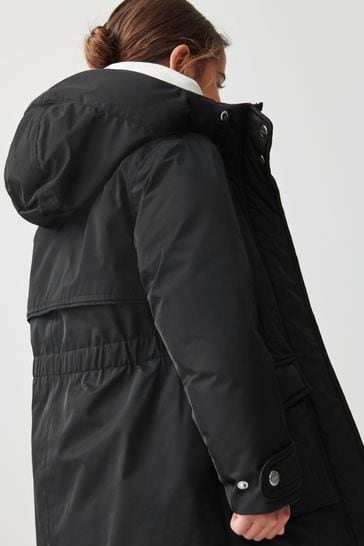 Clarks Black Waterproof Girls Parka Coat