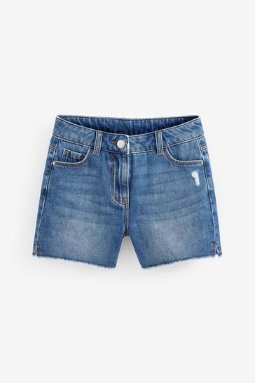 Longer length shop denim shorts