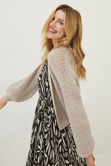 Buy FatFace Natural Anna Crochet Cardigan from Next Denmark