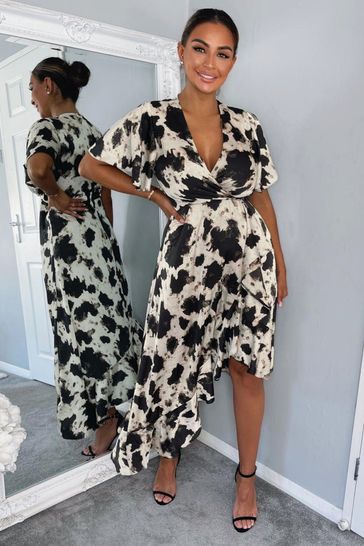 Ax paris animal print wrap dress top