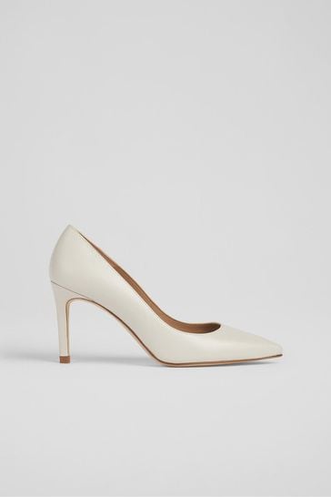 LK Bennett Floret Leather Pointed Court Shoes