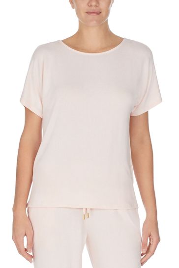 Donna Karan Pink Short Sleeve Soft Jersey Lounge Sleep Top