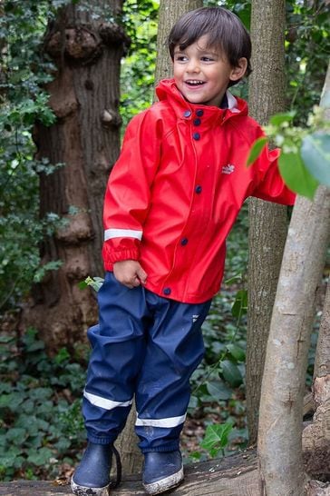 Muddy Puddles Red Rainy Day Waterproof Jacket And Trousers Rain Set