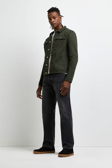 River island green denim jacket sale