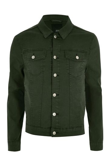 Buy River Island Green Muscle Denim Jacket from Next Luxembourg