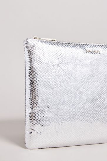 Large deals silver clutch