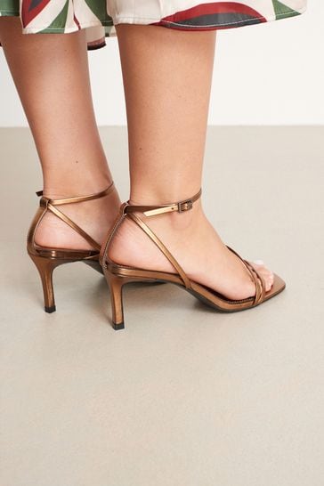 Comfortable gold strappy heels store