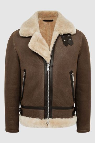 Reiss shearling jacket new arrivals mens